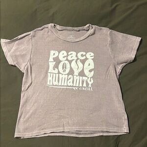 O'Neill Gray with Peace Love Humanity Print T Shirt